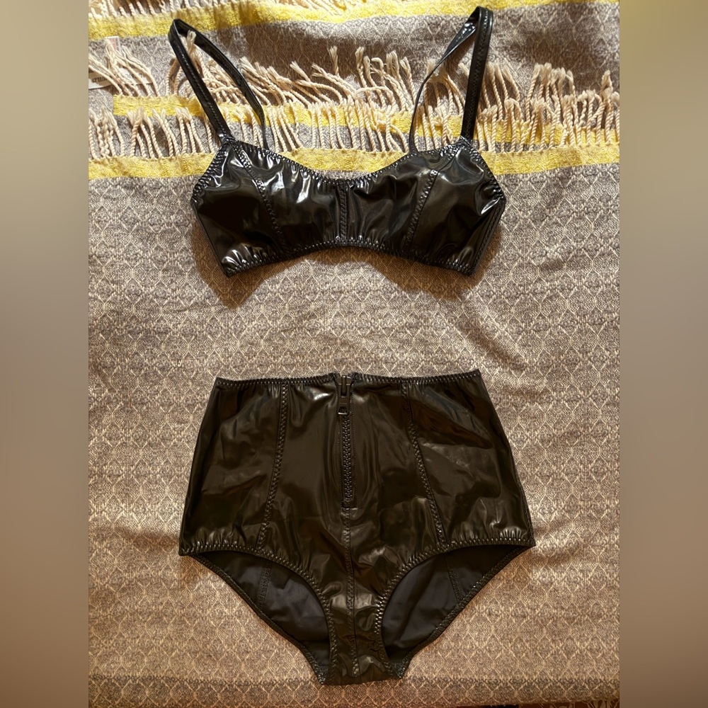 Lisa Marie Fernandez Shiny Black Bikini Set